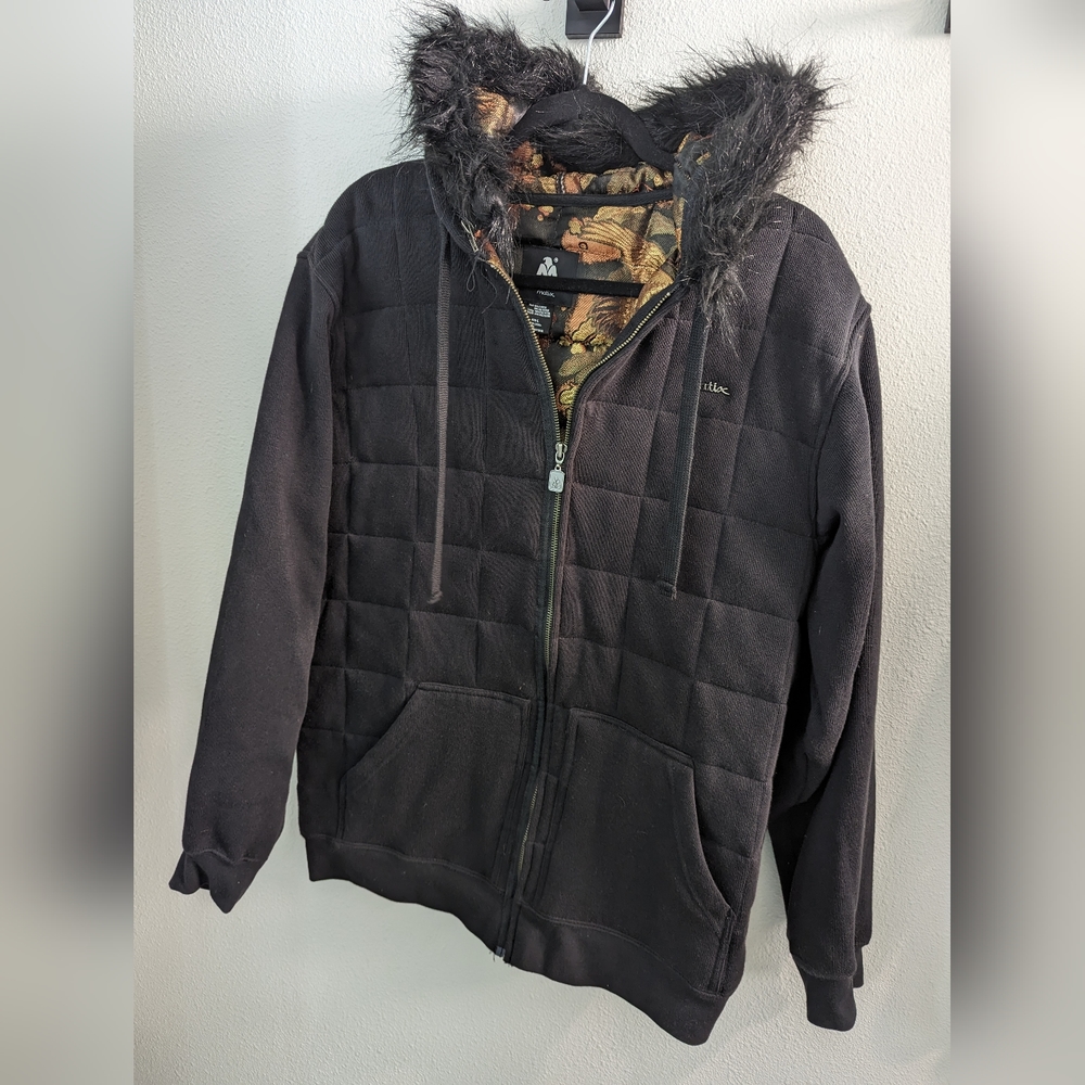 Quilted, matrix, zip up, hoodie